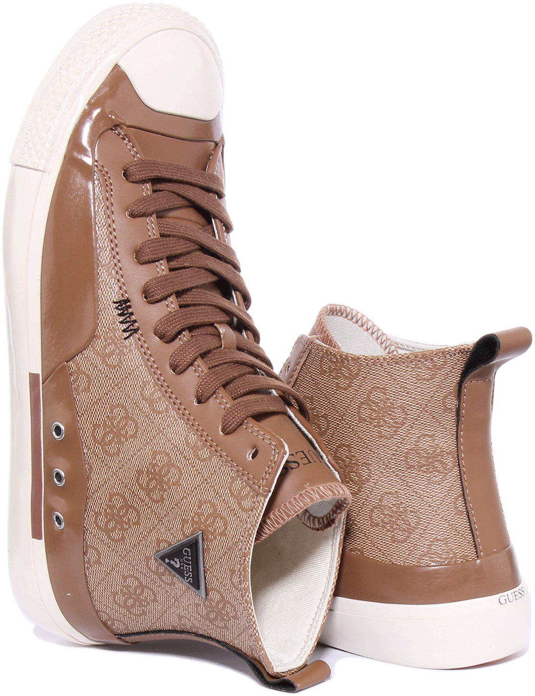 Guess Avaiano 4G High Top Trainer In Beige For Men