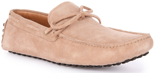 JUSTINREESS Cruz Chaussures de conduite en daim et cuir pour hommes en beige