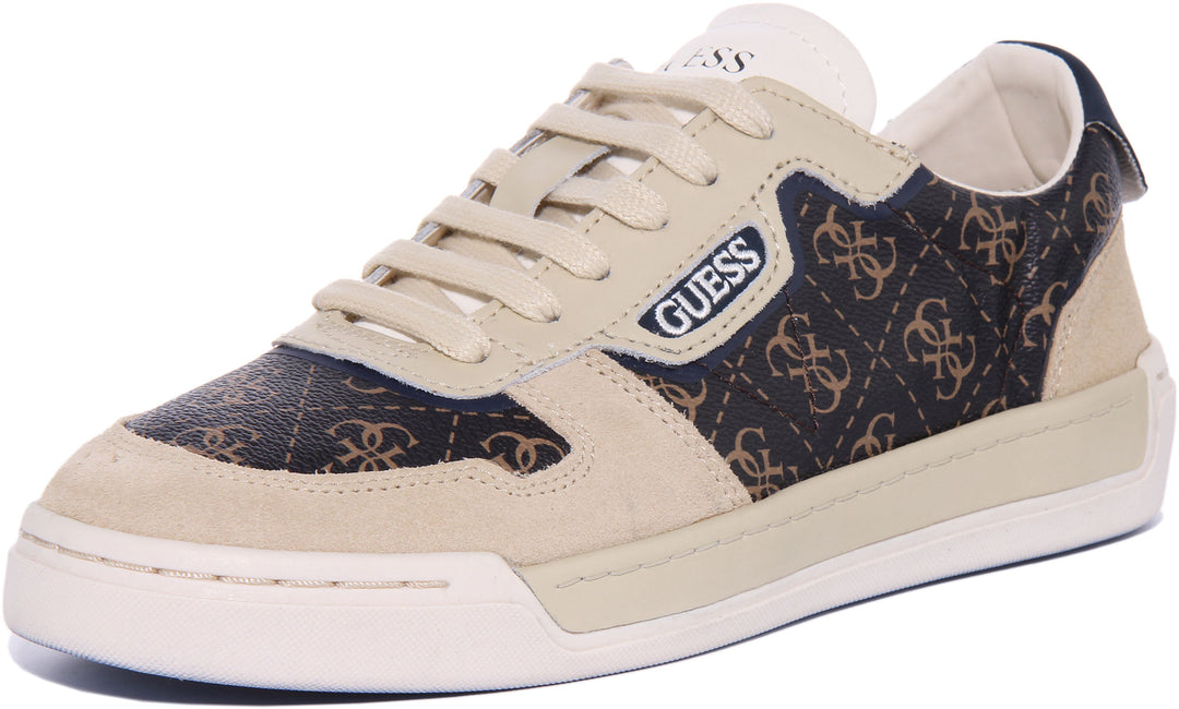 Guess Strave 4G Trainer In Beige Brown For Men