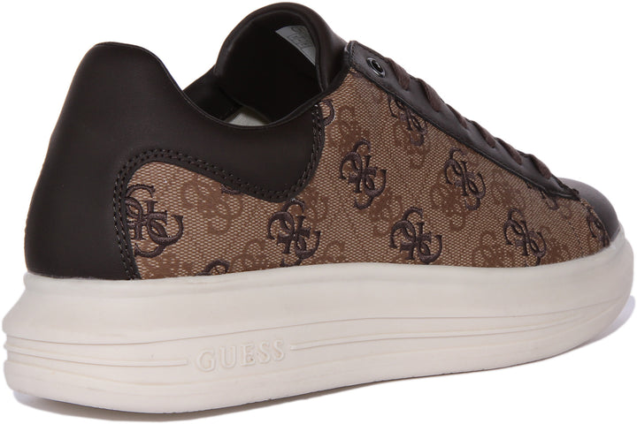 Guess Verona Baskets en faux cuir à lacets et imprimé logo 4G pour hommes en beige brun