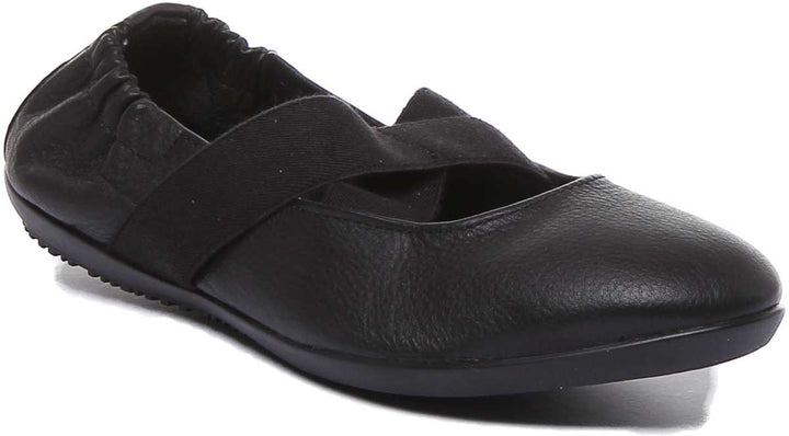Softinos Osa507 Eliticated Smooth Leather Shoes For Women In Black