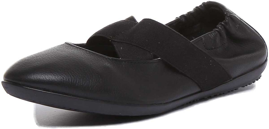 Softinos Osa507 Eliticated Smooth Leather Shoes For Women In Black