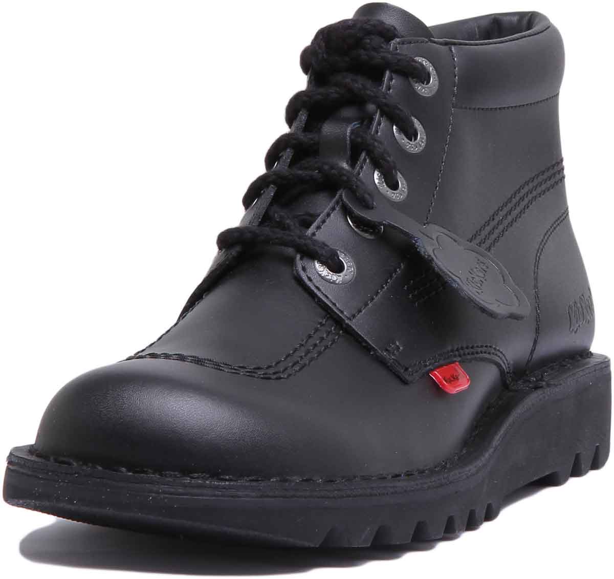 Kickers Kick Hi Boots Black Adults UK Size 6 12 Back School Shoes 4feetshoes