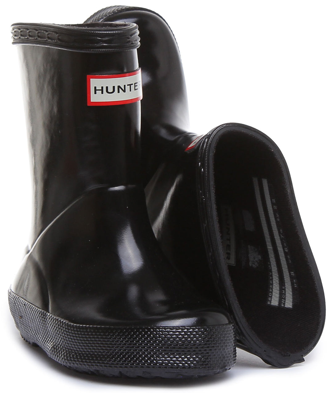 Hunter Original Primeras botas de agua clásicas y brillantes para niños en negro