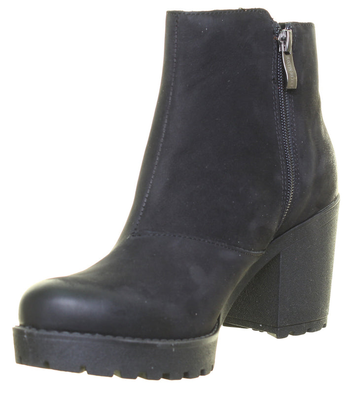 JUSTINREESS 3000 Botas de ante con doble cremallera para mujer en negro