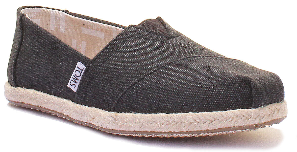 Toms black 2025 washed canvas