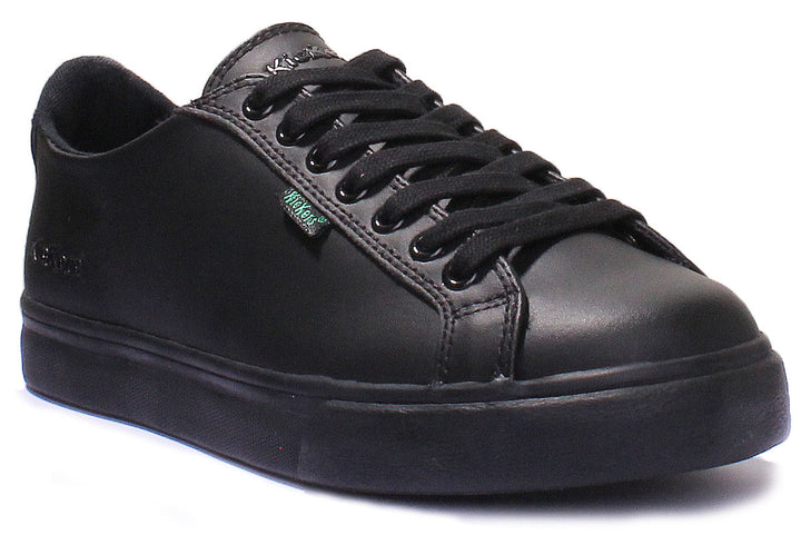 Kickers Tovni Lacer Chaussures de sport en cuir à lacets pour hommes en noir