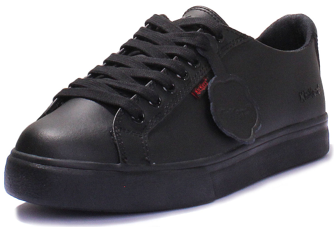 Kickers Tovni Lacer Chaussures de sport en cuir à lacets pour hommes en noir