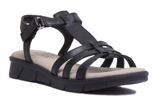 Flexx Bubu Set Sandale pour femmes en cuir noir avec lanière à la cheville