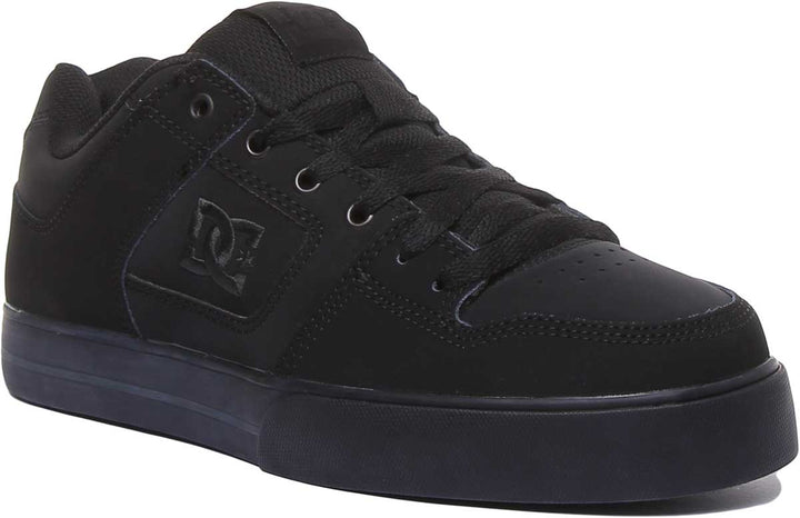 DC Shoes Pure Baskets en cuir à lacets pour hommes en noire