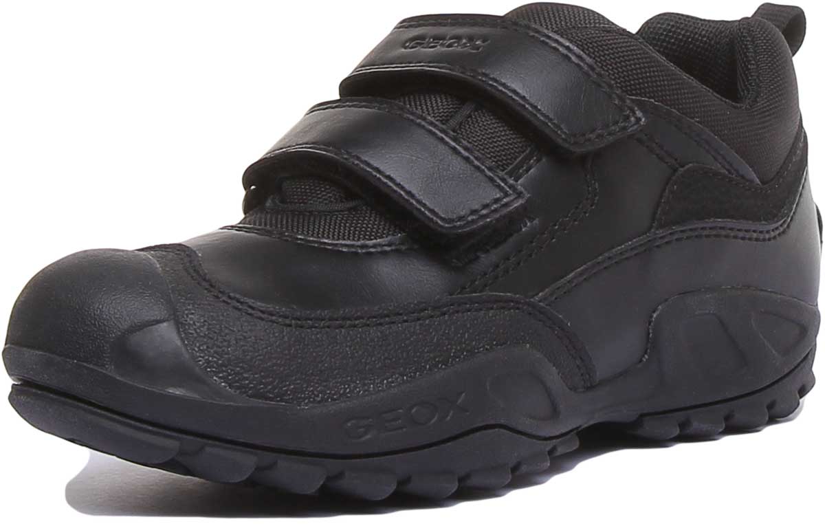 Geox J Savage In Black For Kids 2 Strap Slip On Trainer 4feetshoes