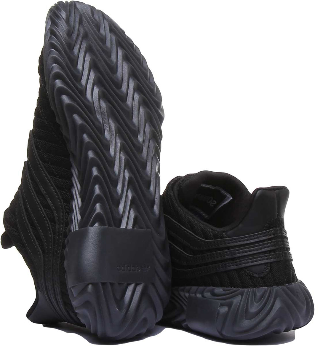 Adidas Sobakov J Zapatillas de punto de 3 rayas para jóvenes en negro