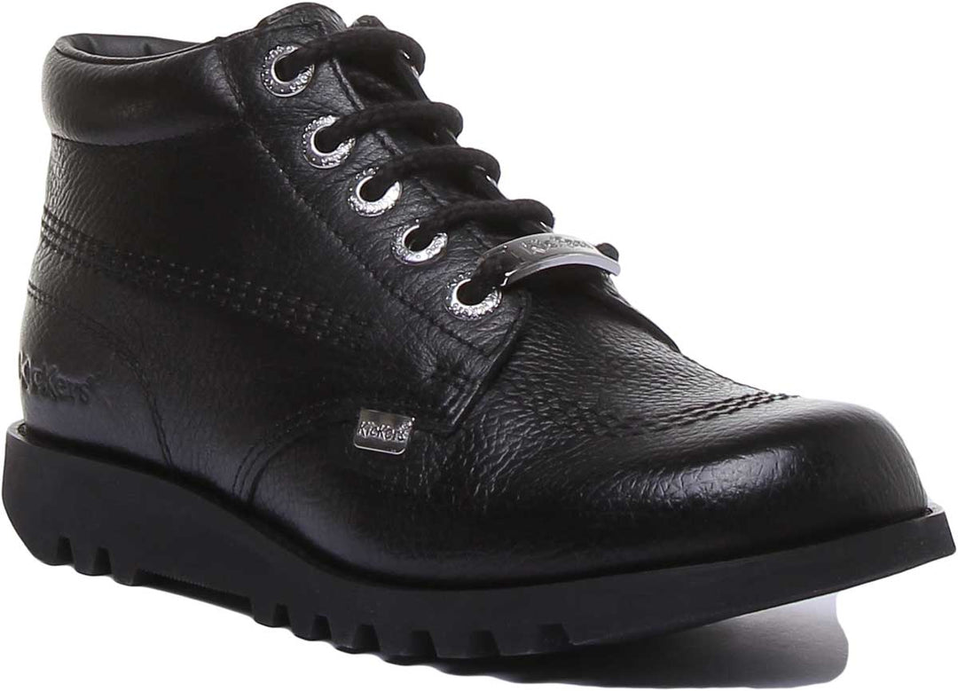 Kickers Kick Hi Luxe In Black in Women UK Size – 4feetshoes