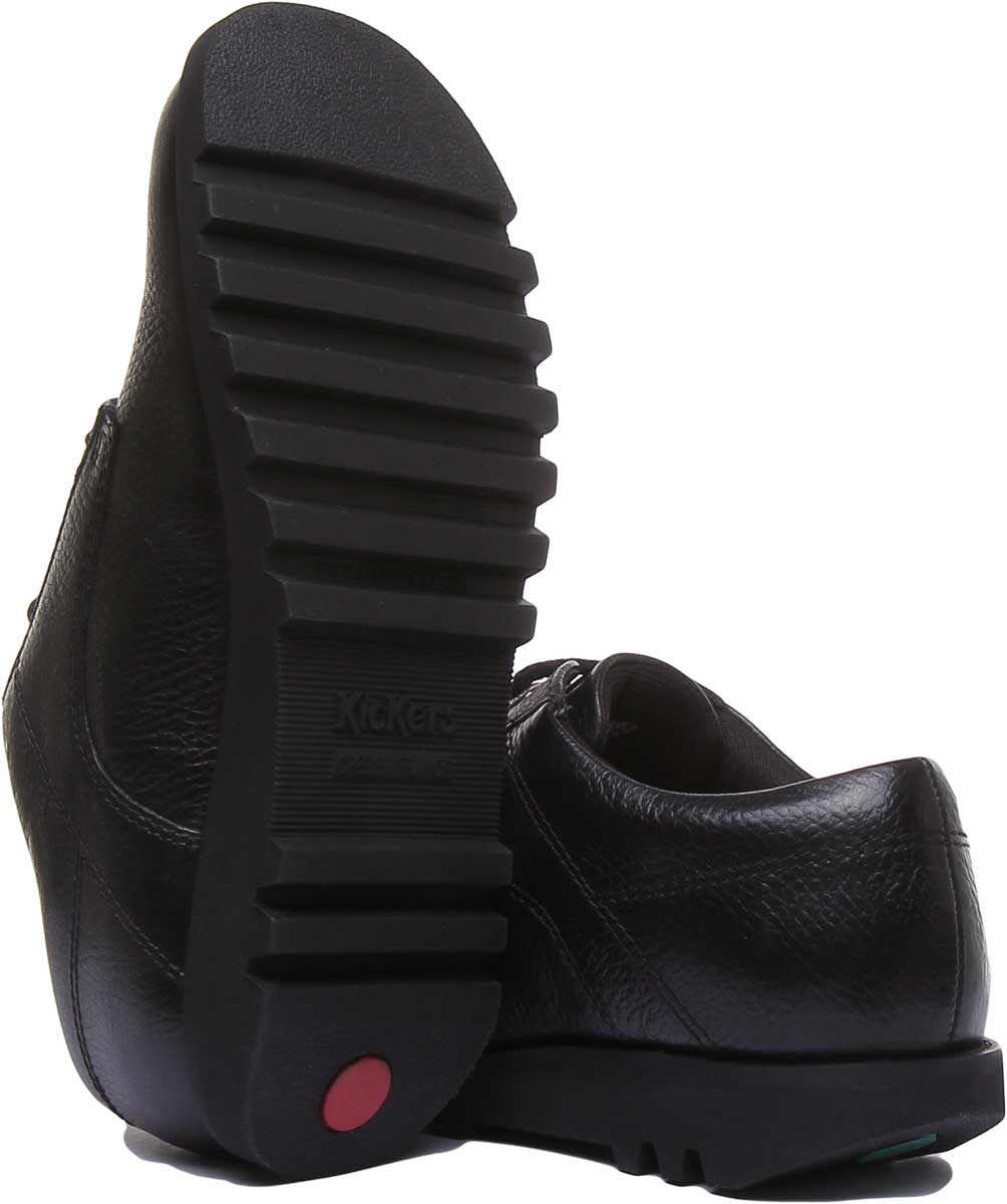 Kickers Kick Lo Luxe Chaussures d'occasion à lacets en cuir pour jeunes en noir