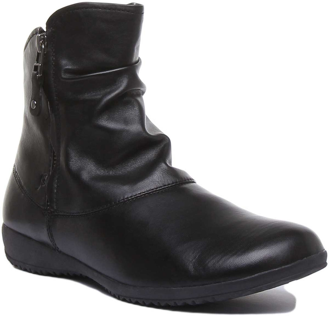 Josef Seibel Naly 24 Black Womens Soft Leather Zip Ankle Boots