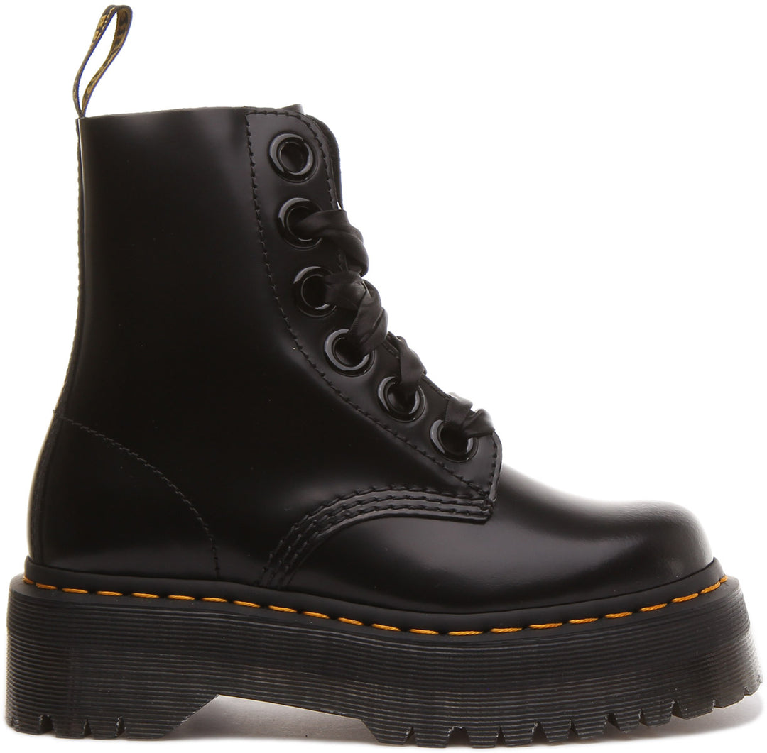 Dr Martens Molly In Black Womens Lace up Platform Boots – 4feetshoes