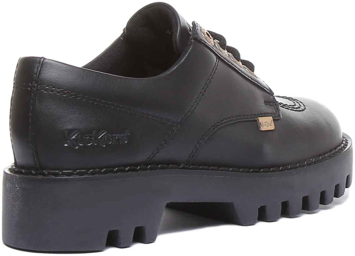 Kickers Kizziie Derby Zapatos derby con 4 ojales y cordones con suela gruesa para mujer en negro