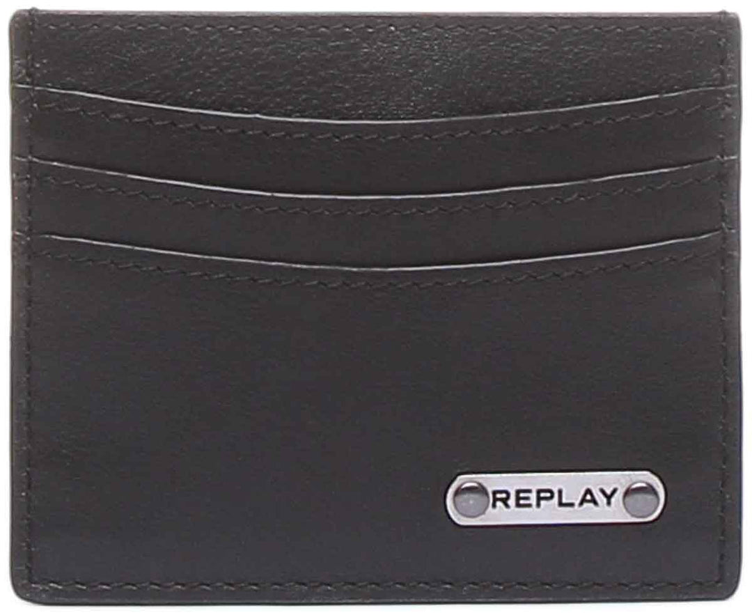 Replay FM5179.000 Porte cartes de crédit en cuir noir pour hommes