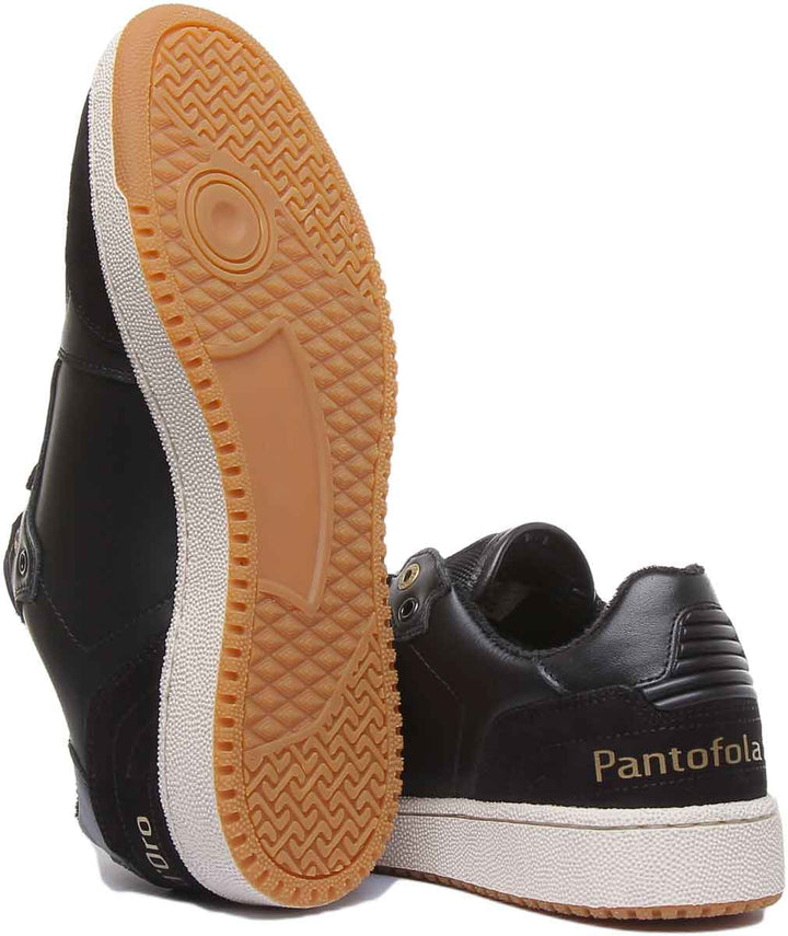 Pantofola D'Oro Maracana Low Baskets à lacets en cuir noir pour hommes