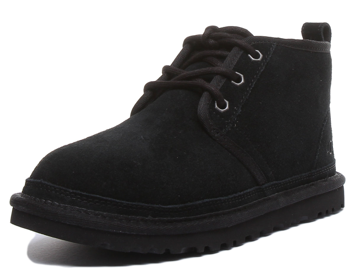 Ugg Neumel Bottines chukka noires en fourrure lacets pour femmes