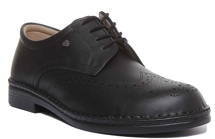 Finn Comfort Budapest chaussures confort brogues à lacets pour hommes en noir