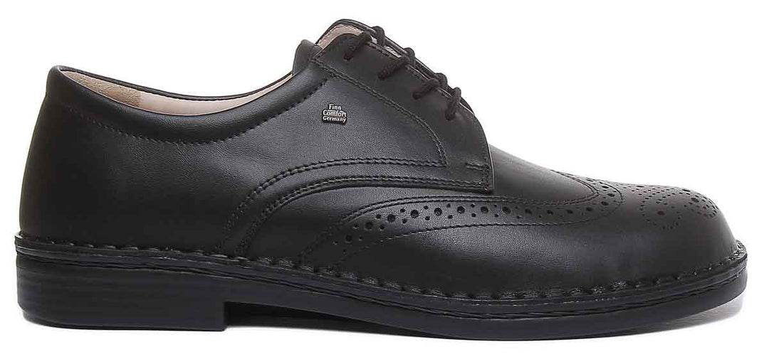 Finn Comfort Budapest chaussures confort brogues à lacets pour hommes en noir