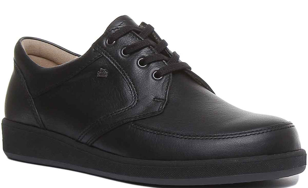 Finn Comfort Edmonton chaussures d'homme confortables à lacets noirs et semelles en caoutchouc 