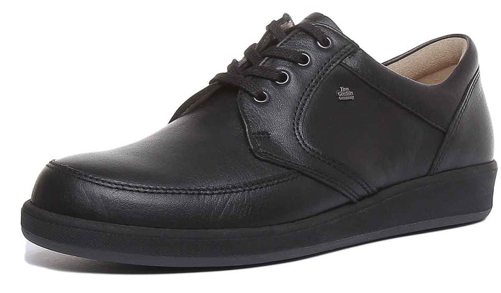 Finn Comfort Edmonton chaussures d'homme confortables à lacets noirs et semelles en caoutchouc 