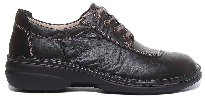 Finn Comfort Lexington Chaussures confort à lacets en cuir craquelé pour femmes en noir 