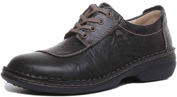 Finn Comfort Lexington Chaussures confort à lacets en cuir craquelé pour femmes en noir 