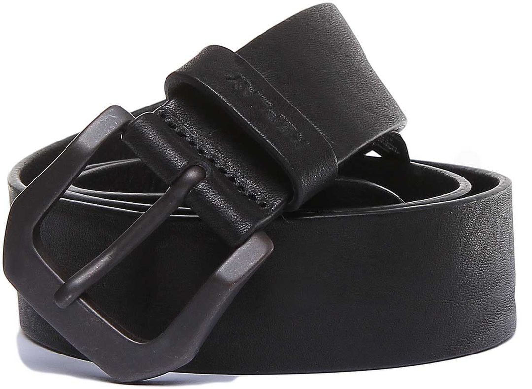 Replay Mens Leather Belt In Black