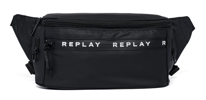 Replay FM3447.000 sac de ceinture noire convertible à fermeture éclair sur le devant