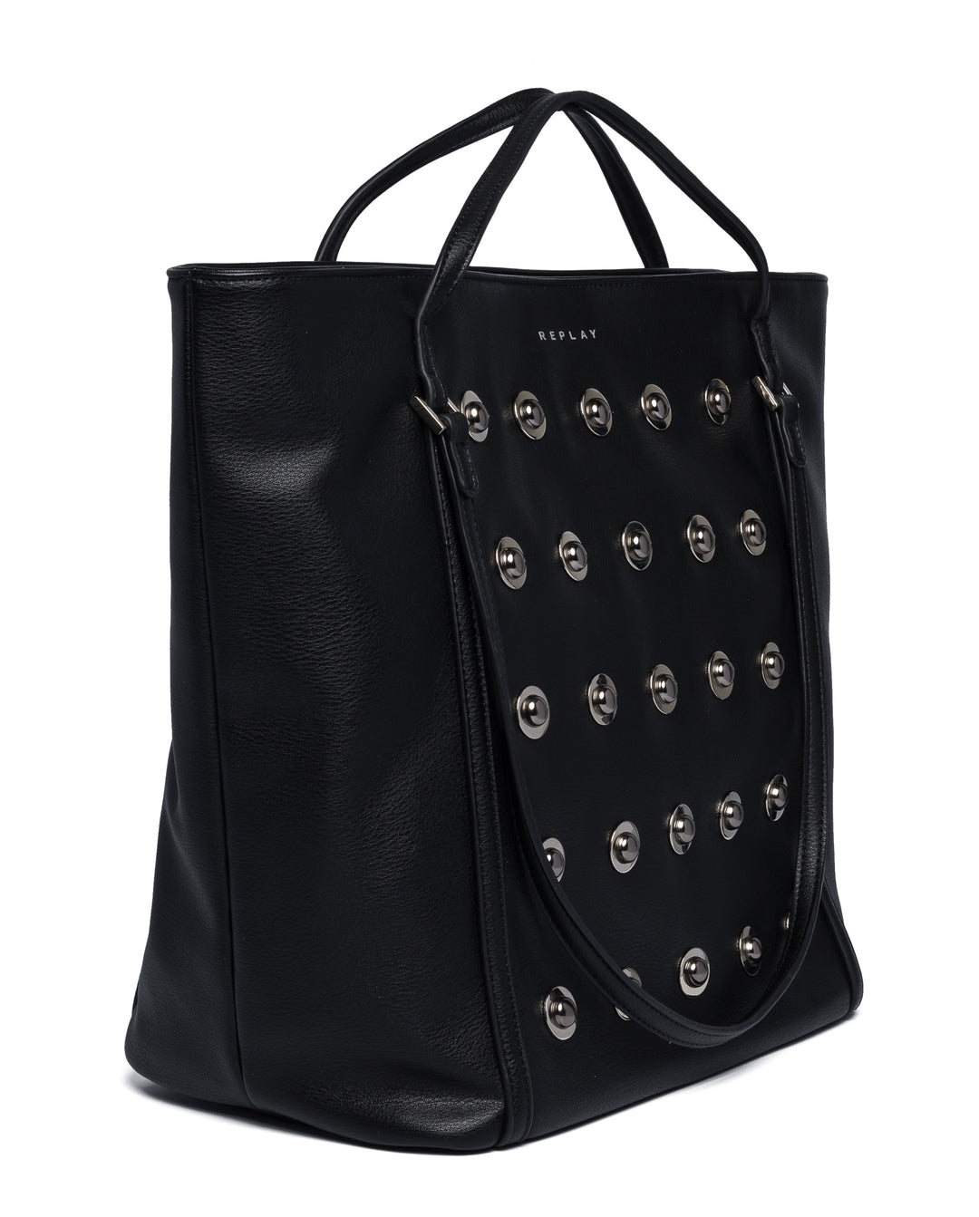 Replay FW3836.000 sac à main zippé pour femmes en cuir noir avec logo en métal