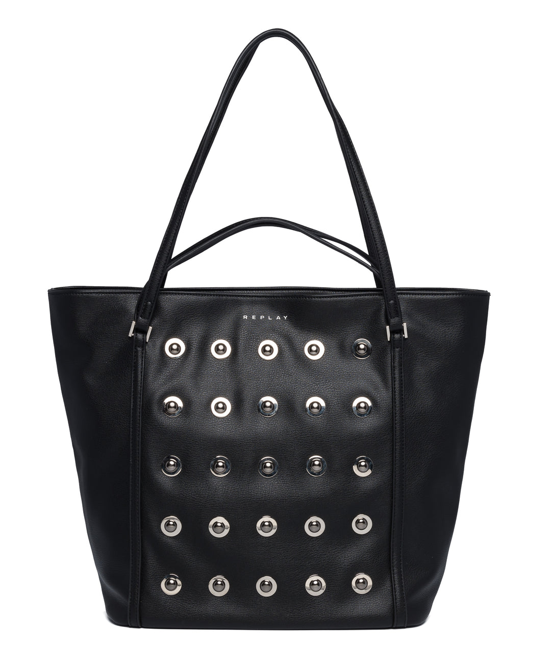 Replay FW3836.000 sac à main zippé pour femmes en cuir noir avec logo en métal
