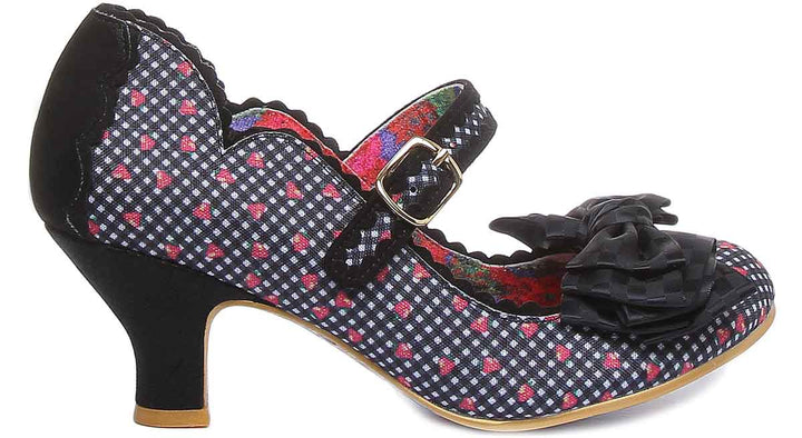 Irregular Choice Summer Breeze Zapatos con correa en el tobillo y lazo para mujer en negro