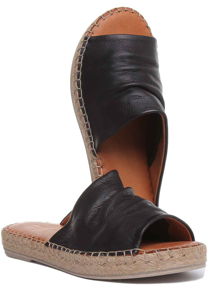 JUSTINREESS Aliyah noire espadrille sandales muletières souples pour femmes