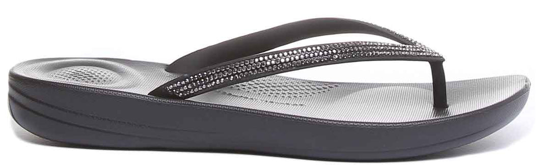 FitFlop Iqushion Sparkle Sandale à semelle EVA pour femmes en noir