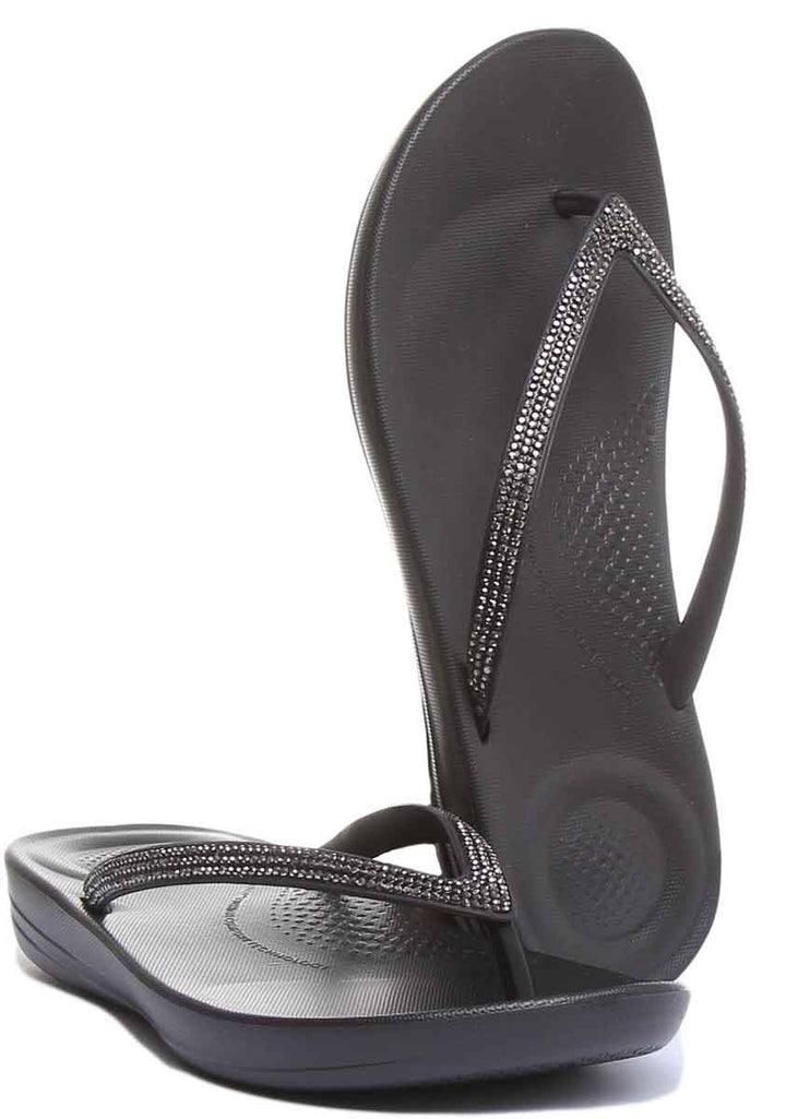 FitFlop Iqushion Sparkle Sandale à semelle EVA pour femmes en noir
