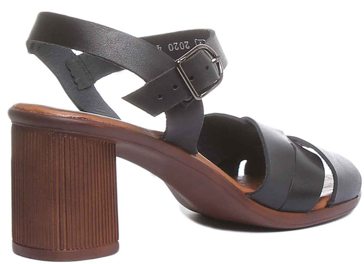 JUST REESS Zoe schwarze 2,5 Zoll Blockabsatz Sandalen für Frauen 