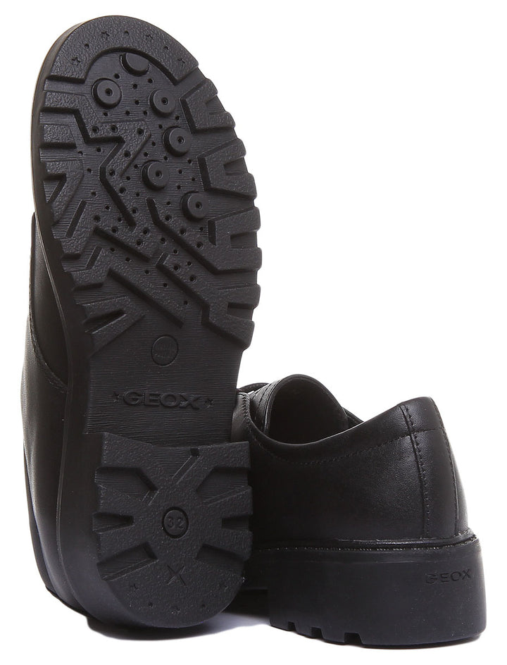 Geox J Casey Zapatos transpirables con cordones para niños en negro