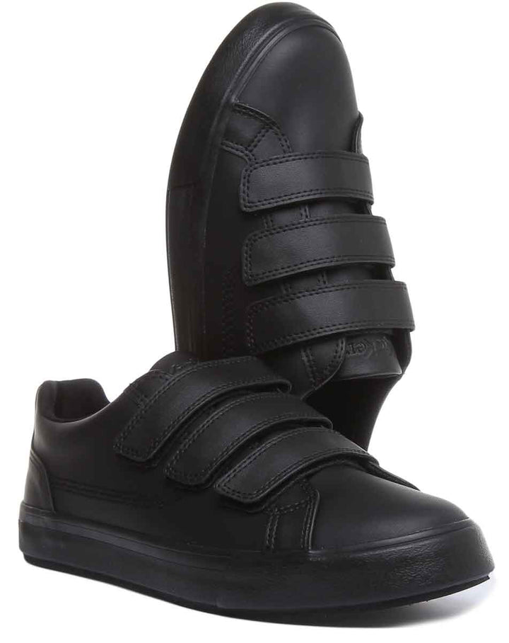 Kickers Tovni Trip Zapatos con 3 correas de gancho y bucle para hombre en negro