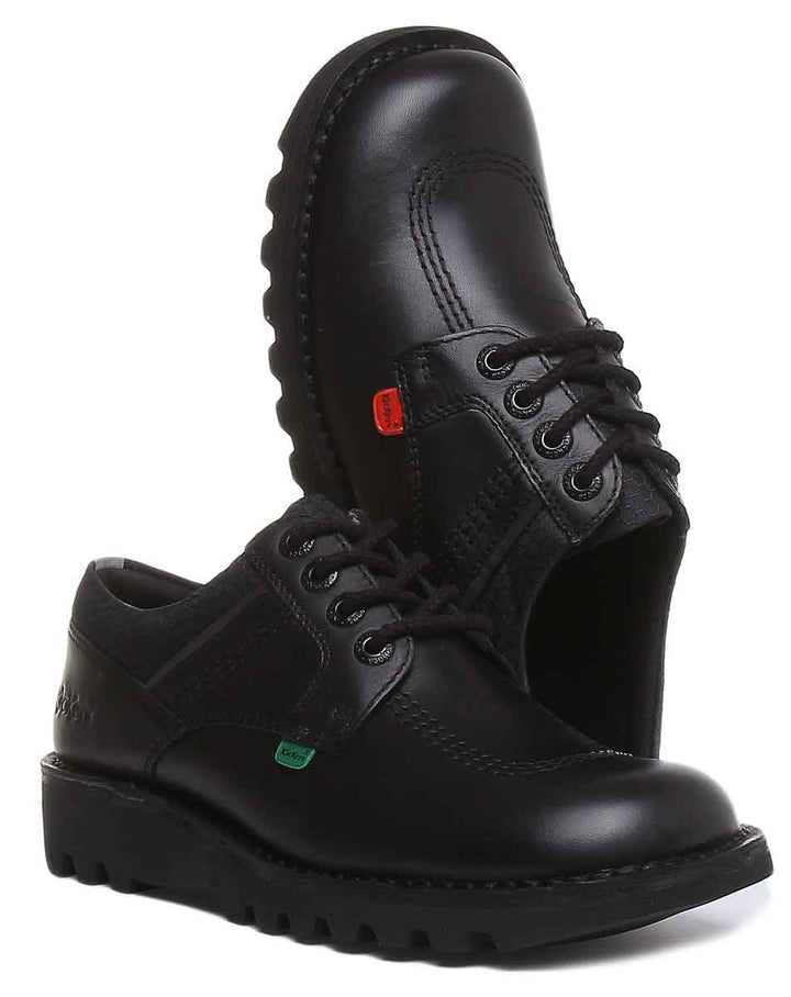 Kickers Kick Lo Flex Zapatos con cordones de 4 ojales para hombre en negro