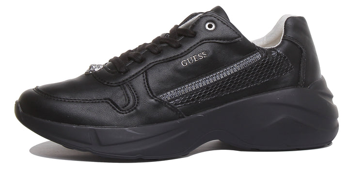 Guess Viterbo Men's Chunky Sole Lace Up Sneakers In Black