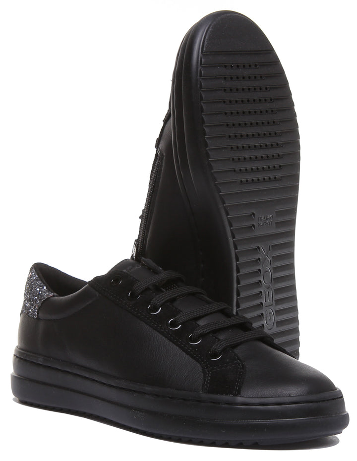 Geox D Pontoise G Zapatillas de deporte casuales con cordones para mujer en negro