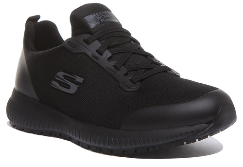 Skechers Squard SR Work Zapatillas de deporte con cordones elásticos para mujer en negro