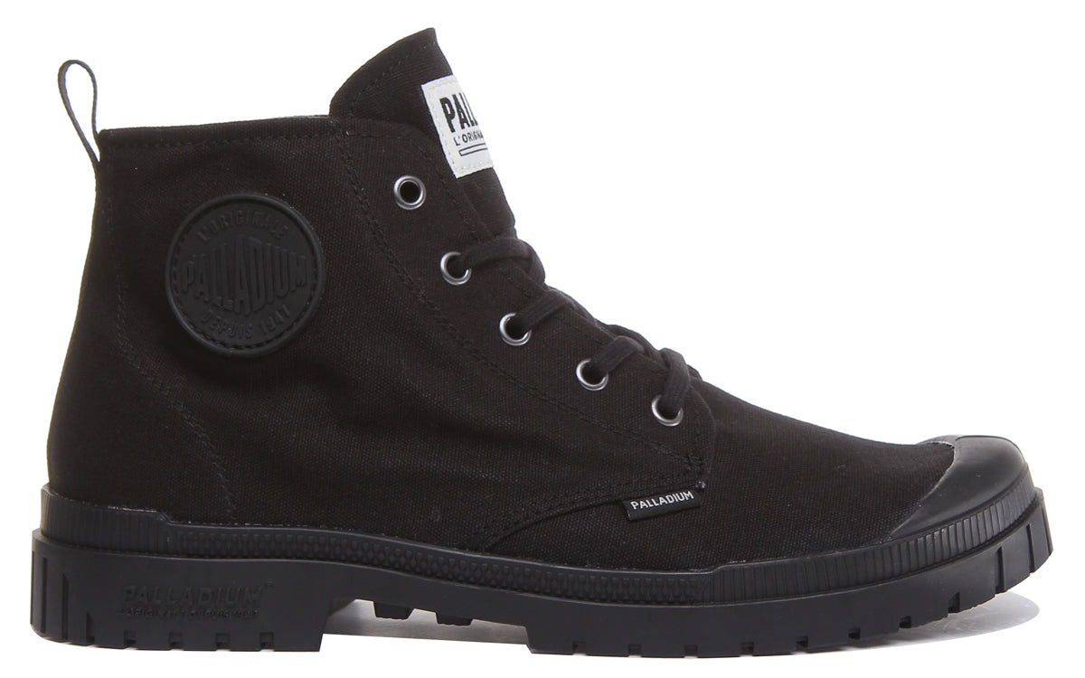 Palladium Pampa Sp20 Hi In All Black | Lace up Canvas Boots â 4feetshoes