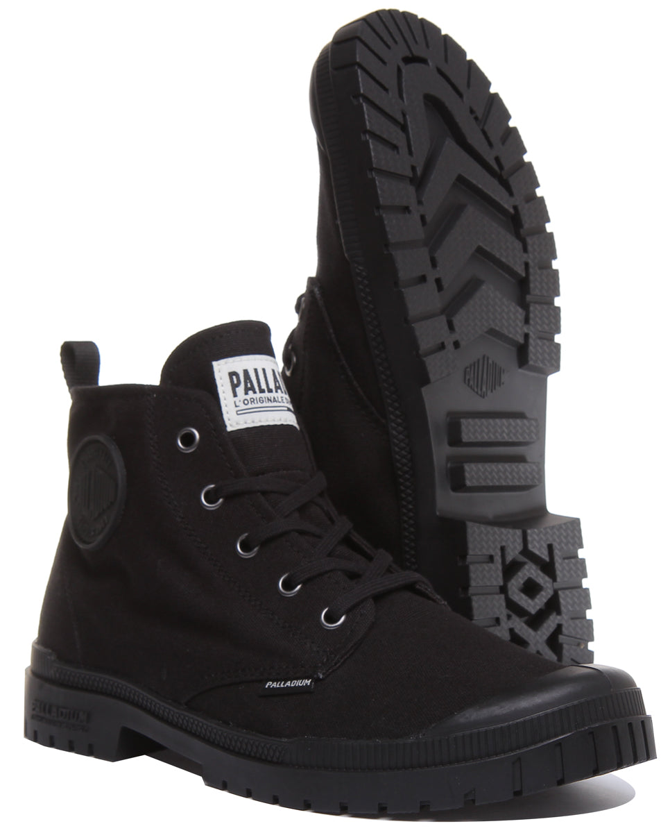 Palladium Pampa Sp20 Hi In All Black | Lace up Canvas Boots â 4feetshoes