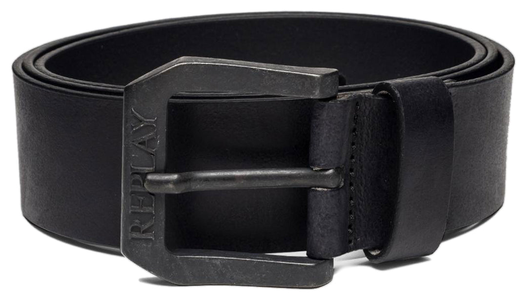 Replay AM2417.000 ceinture en cuir croûte froissée en noire pour hommes