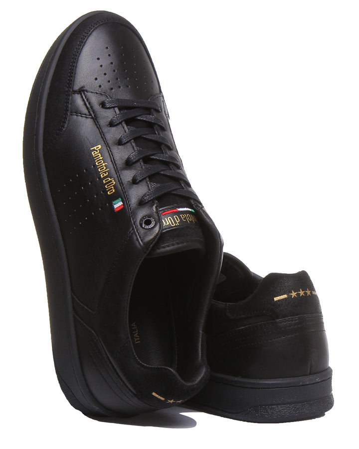 Pantofola D'Oro Caltaro Low Zapatillas de deporte de cuero con cordones para hombre en negro