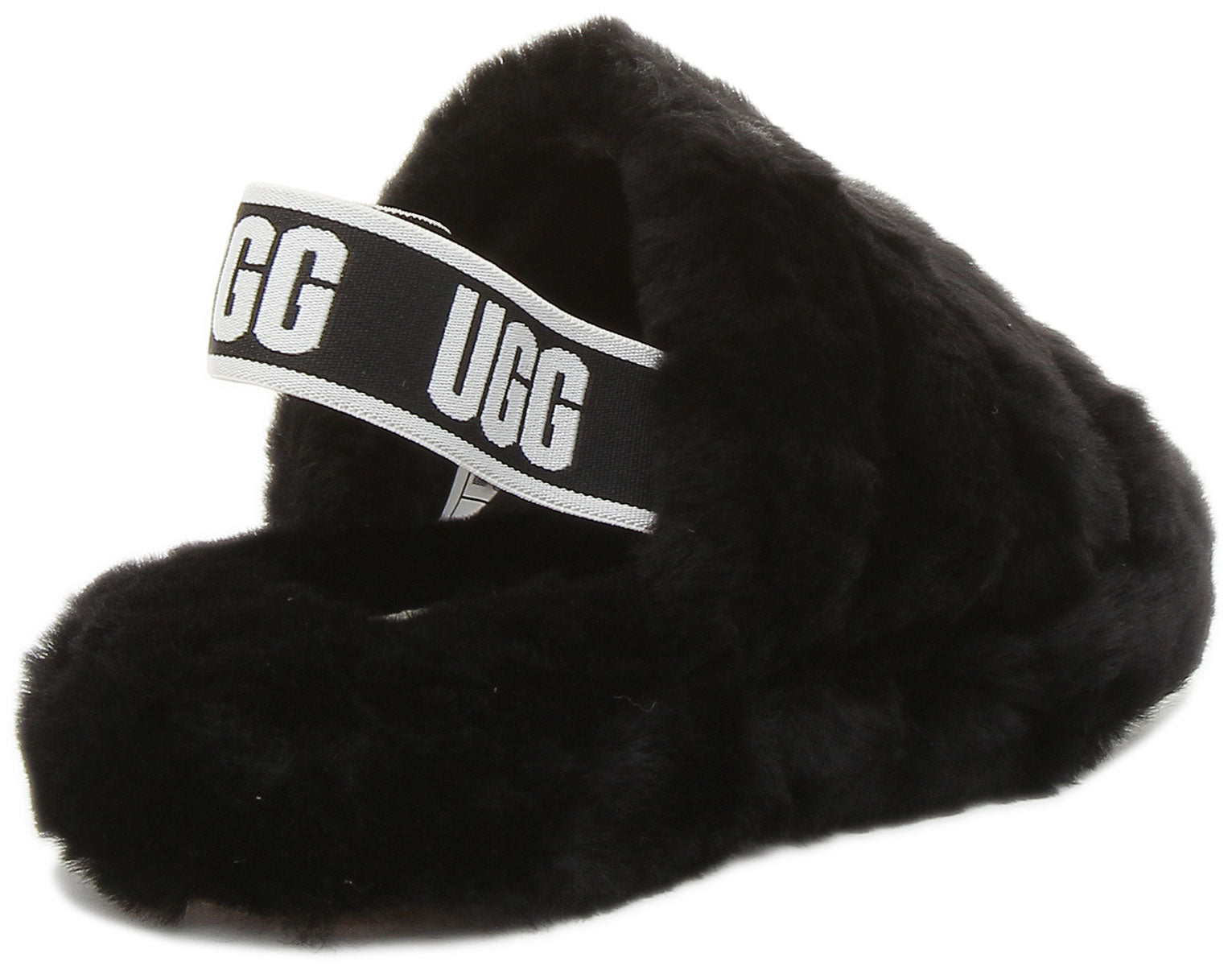 Ugg Australia Fluff Yeah Slides in Black For Kids Junior